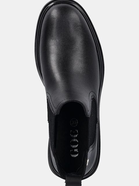 GOE sztyblety skórzane damskie kolor czarny na płaskim obcasie SS2N4104 BLACK