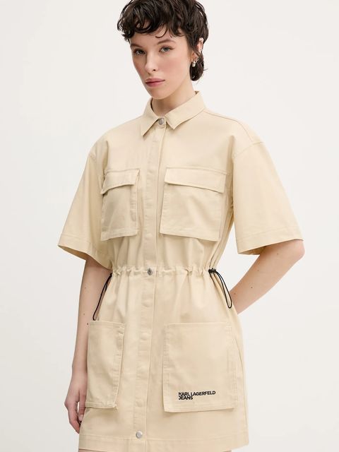 Karl Lagerfeld Jeans sukienka kolor beżowy mini prosta A2W13017 - zdjęcie produktu nr 1