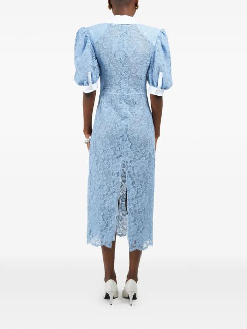 Rowen Rose lace polo-collar midi dress - Blue
