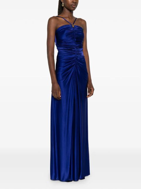 Max Mara Oggetti ruched square-neck maxi dress - Blue