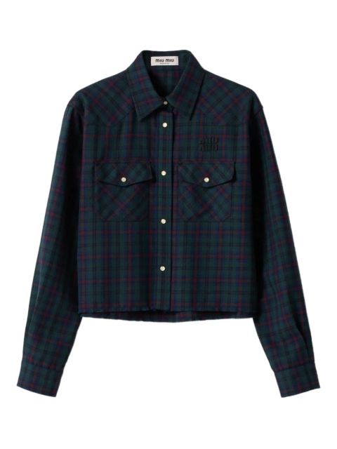 Miu Miu plaid-print snap-fastening shirt - Blue - zdjęcie produktu nr 1