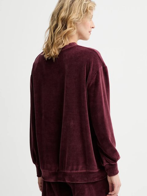 Answear.LAB bluza welurowa damska kolor bordowy gładka