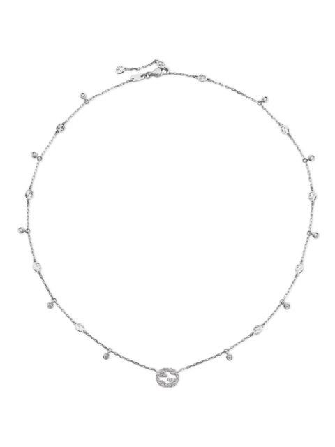 Gucci 18kt white gold Interlocking G diamond necklace - Silver