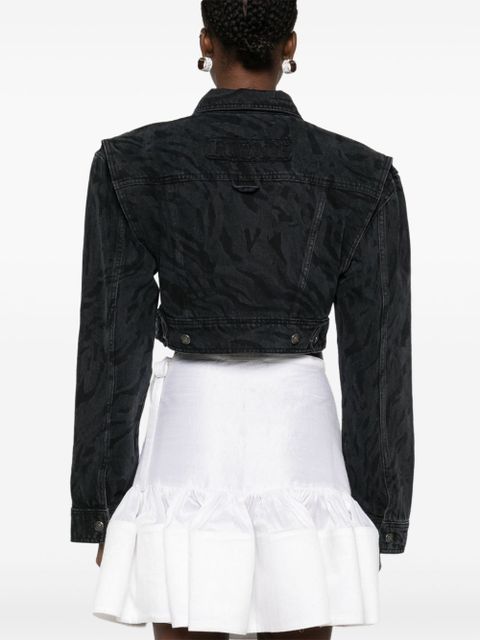 ROTATE BIRGER CHRISTENSEN zebra-print denim jacket - Black