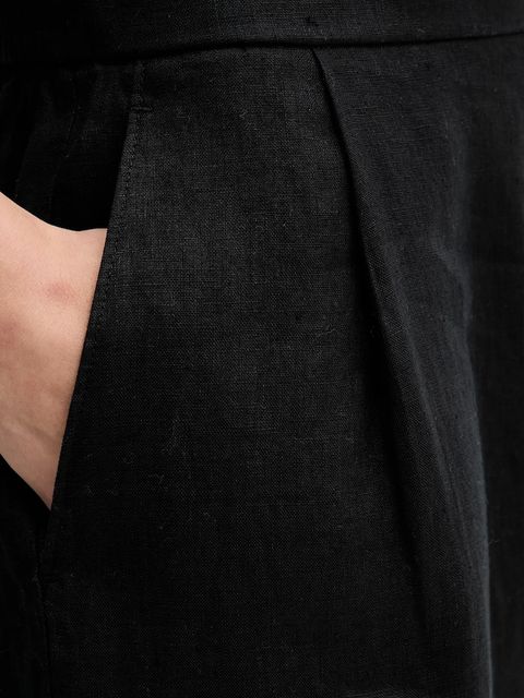 United Colors of Benetton spodnie lniane damskie kolor czarny szerokie high waist 4AGHDF08L