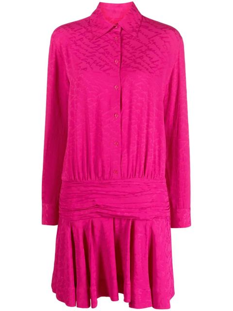 PINKO logo-jacquard pleated shirtdress - zdjęcie produktu nr 1