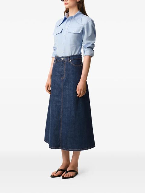 AMI Paris raw denim long midi skirt - Blue - zdjęcie produktu nr 2