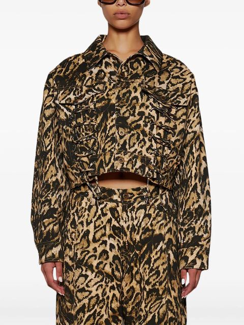 Jean Paul Gaultier Leopard-print denim jacket - Brown