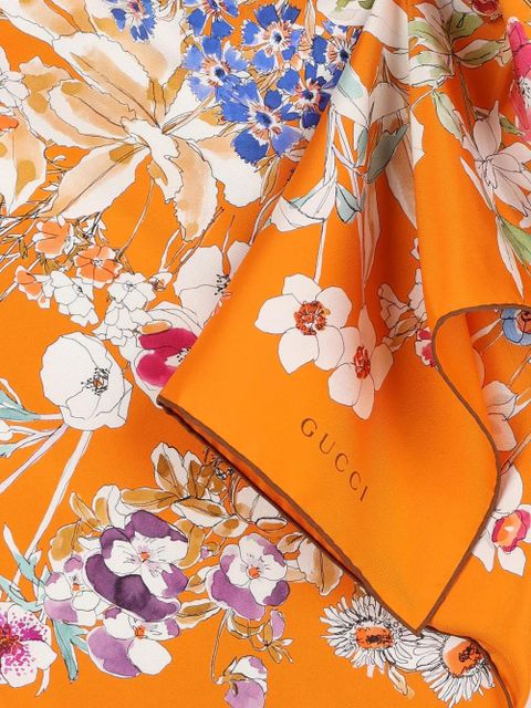 Gucci floral-pattern silk scarf - Orange - zdjęcie produktu nr 2