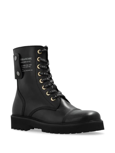 Zadig&Voltaire lace-up leather combat boots - Black