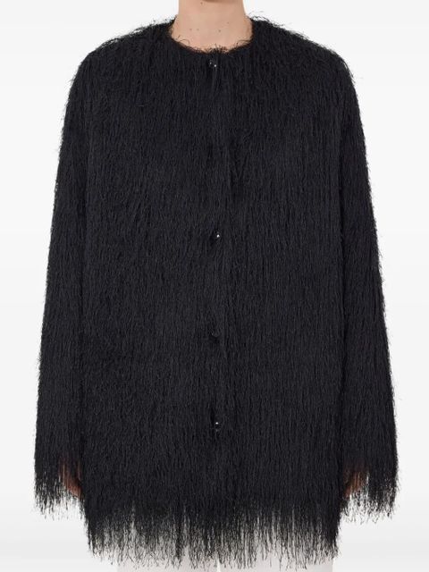 LouLou de Saison Filipo fringed button coat - Black