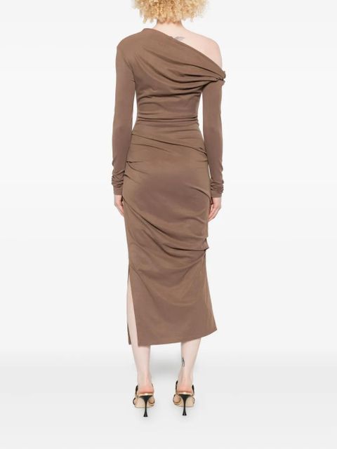 Paris Georgia Manahou one-shoulder draped dress - Neutrals