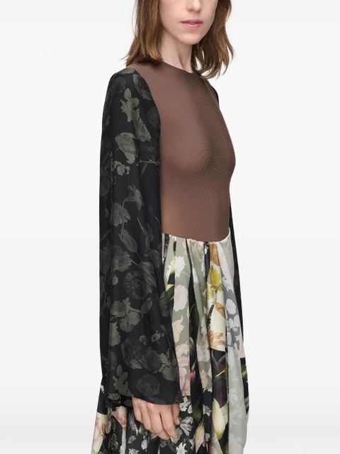 Maison Margiela floral-sleeves top - Brown