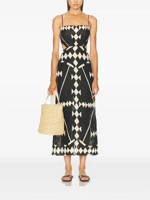 Johanna Ortiz geometric-print midi dress - Black