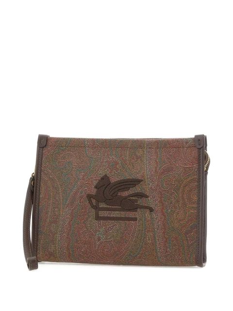 ETRO medium Arnica paisley-print embroidered clutch bag - Brown