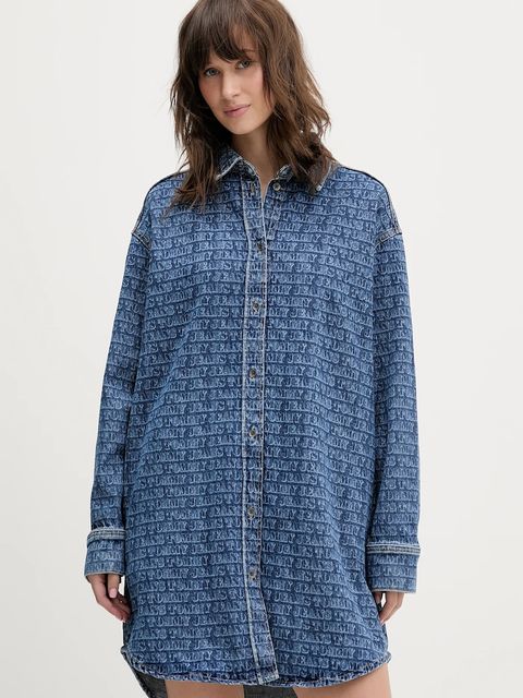 Tommy Jeans sukienka jeansowa kolor niebieski mini oversize DW0DW22492 - zdjęcie produktu nr 1