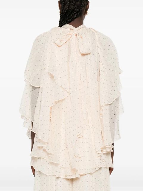 ZIMMERMANN pleated polka-dot blouse - Neutrals