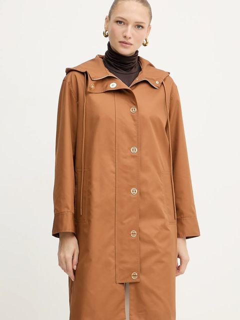 Twinset kurtka kolor brązowy przejściowa 252TP2060 - zdjęcie produktu nr 1