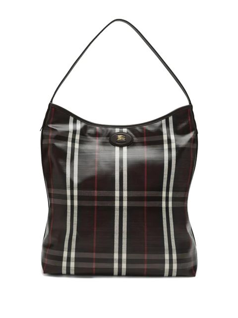 Burberry logo-patch checked shoulder bag - Brown - zdjęcie produktu nr 1