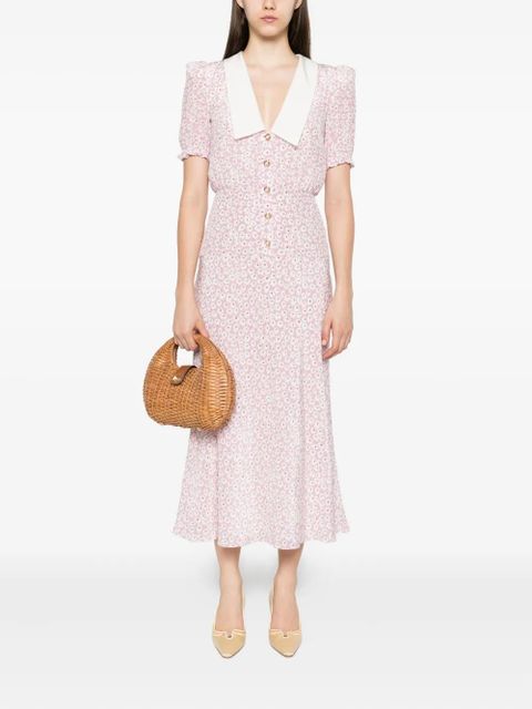Alessandra Rich floral print midi dress - Pink