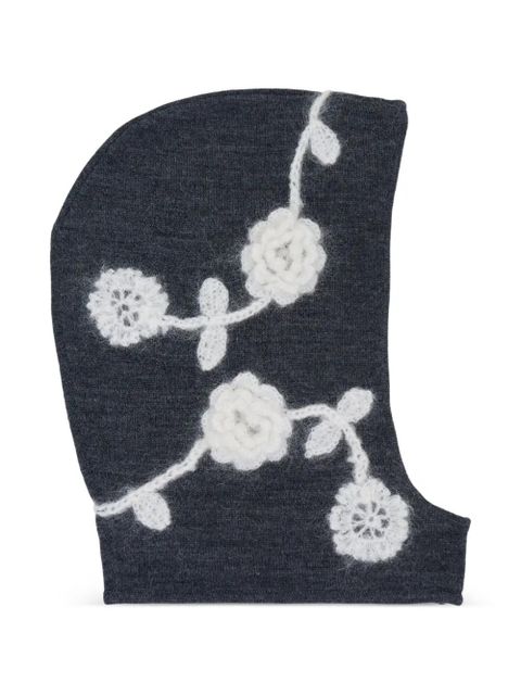 GANNI crochet-flowers balaclava - Grey