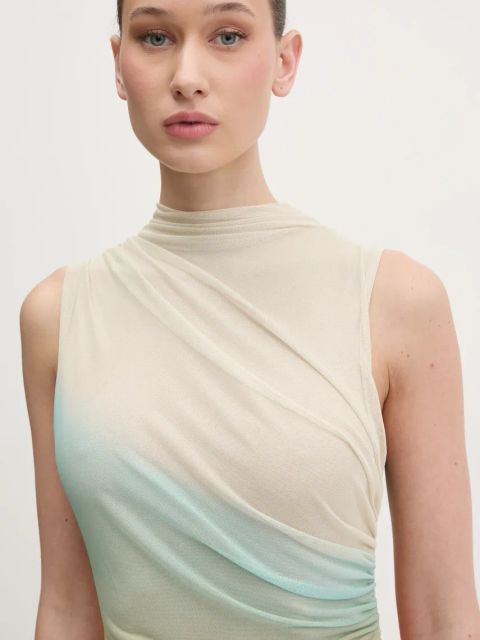 Desigual sukienka SAHARA kolor beżowy maxi dopasowana 25SWVK57