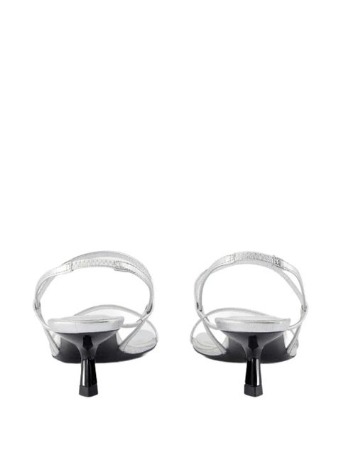 ANINE BING Hilda leather ankle-strap pumps - Silver - zdjęcie produktu nr 2