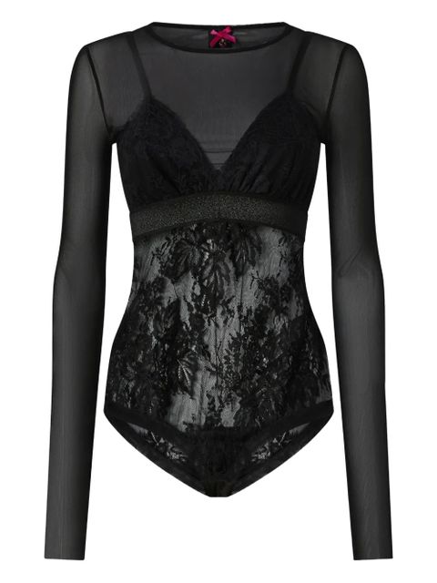 PINKO lace-panel long-sleeve bodysuit - Black - zdjęcie produktu nr 1