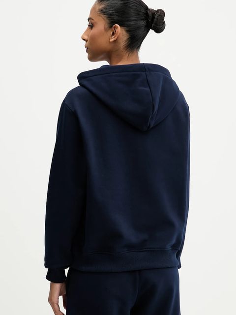 La Mania bluza ALI damska kolor granatowy z kapturem gładka ALI