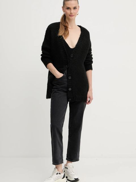 Silvian Heach kardigan z domieszką wełny LETSOSA damski kolor czarny lekki GPA25267CD