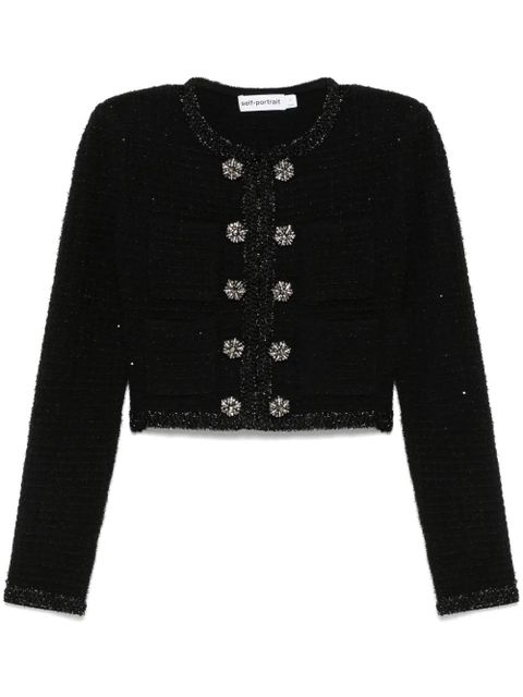 Self-Portrait textured knit jacket - Black - zdjęcie produktu nr 1