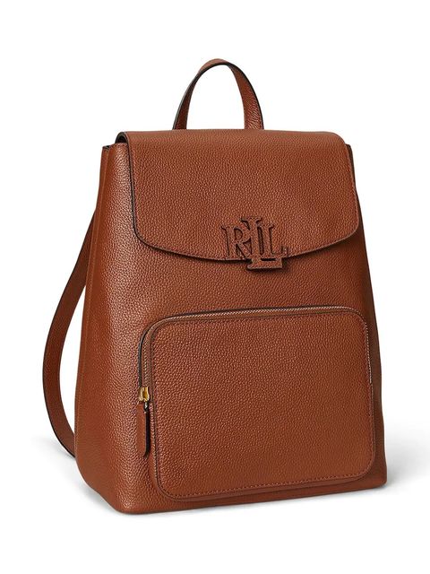 Lauren Ralph Lauren plecak skórzany damski kolor brązowy duży gładki 431969355