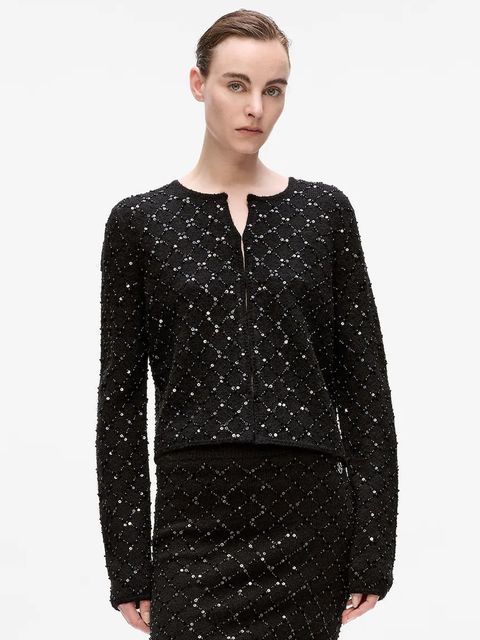 Karl Lagerfeld kardigan z domieszką wełny damski kolor czarny A4W18057 - zdjęcie produktu nr 1