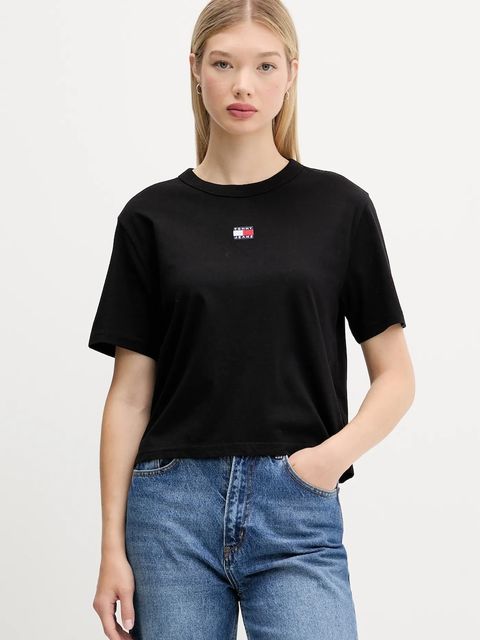 Tommy Jeans t-shirt bawełniany damski kolor czarny DW0DW22202 - zdjęcie produktu nr 1