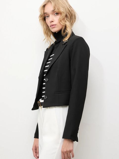 Answear.LAB marynarka kolor czarny jednorzędowa gładka - zdjęcie produktu nr 1