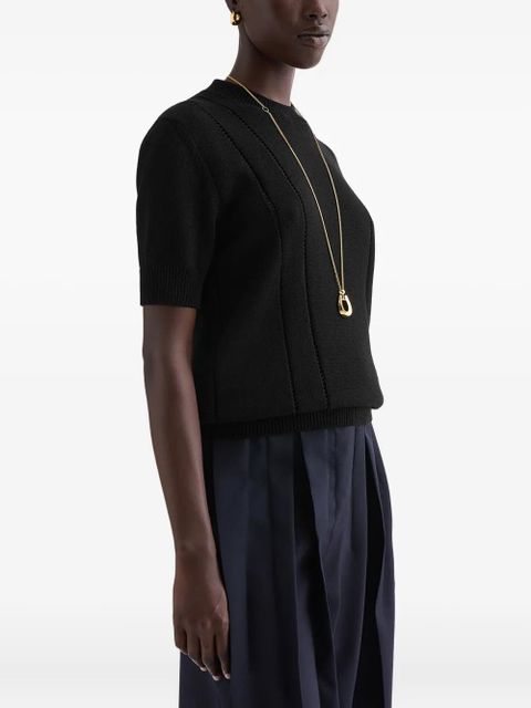 Jil Sander pointelle knitted t-shirt - Black