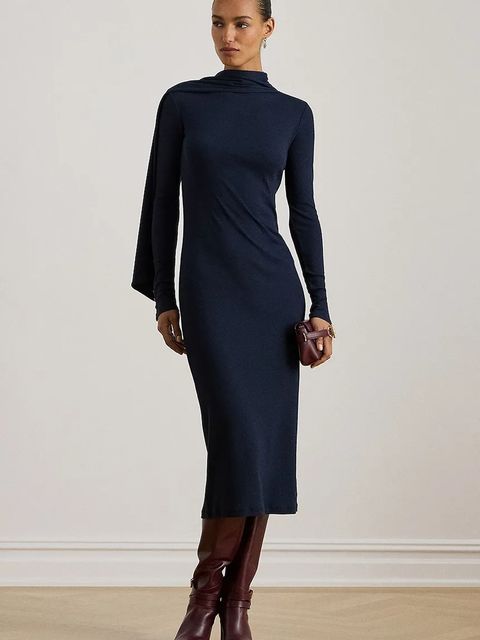 Lauren Ralph Lauren sukienka kolor granatowy midi dopasowana 200P03733 - zdjęcie produktu nr 1