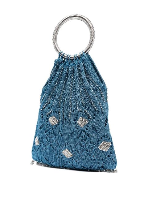 Rabanne beaded circular-handle tote bag - Blue