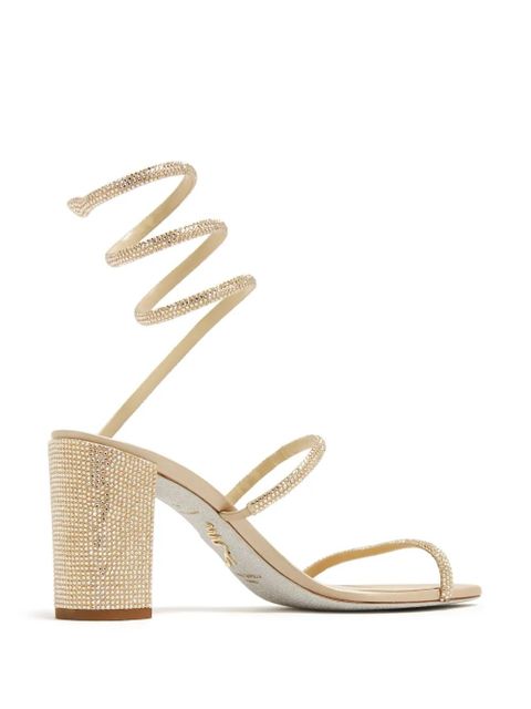 René Caovilla Cleo 80mm crystal-embellished sandals - Neutrals