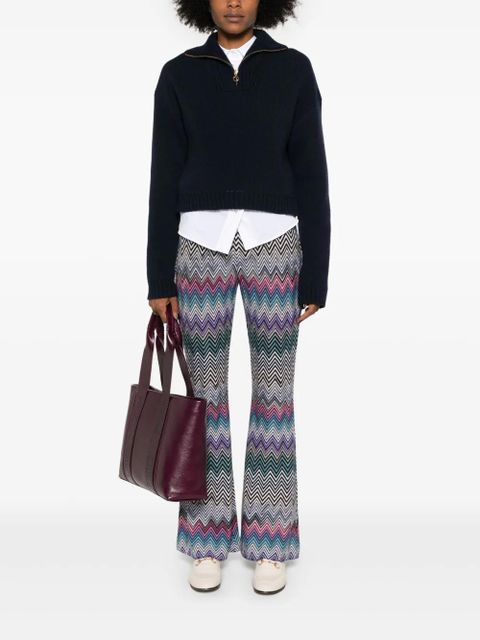 Missoni zigzag woven wool flared trousers - Pink