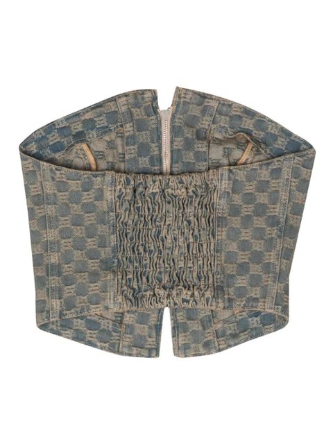 MISBHV monogram-jacquard denim corset top - Blue - zdjęcie produktu nr 2