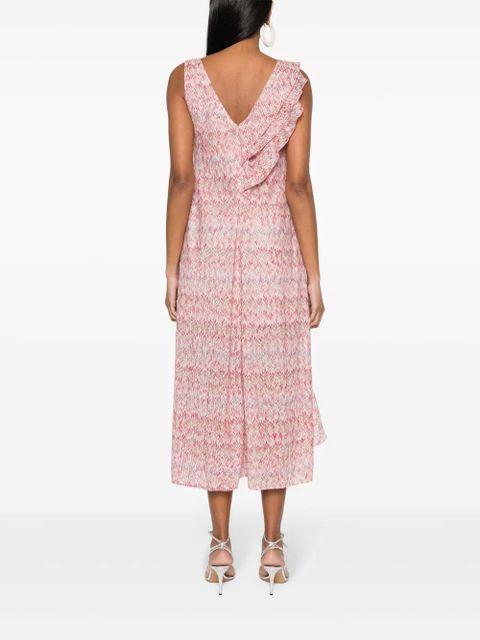 Missoni zigzag ruffled midi dress - Pink