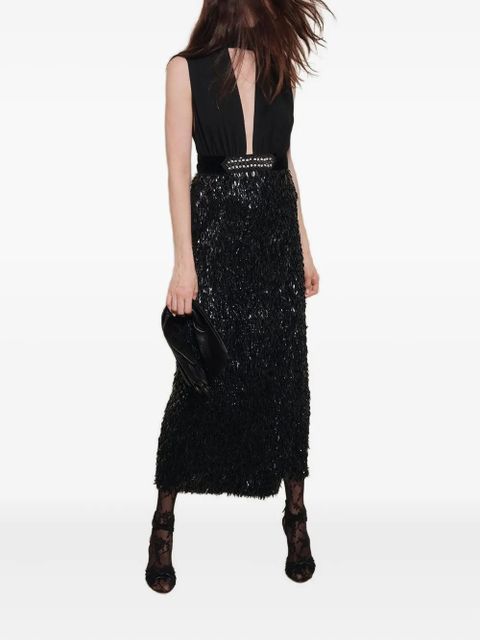 Johanna Ortiz Her Vibe embellished keyhole-neck maxi dress - Black