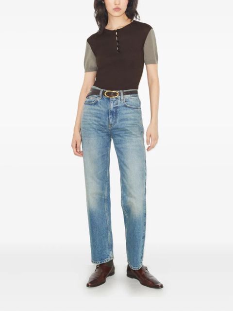 Tory Burch button wool henley T-shirt - Brown