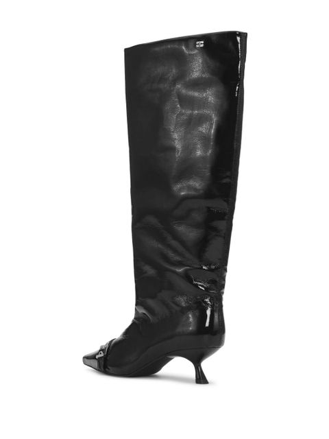 GANNI eyelet-detail slouchy knee-high boots - Black