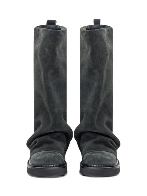 The Attico slouch suede knee-high boots - Grey