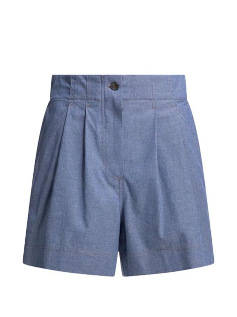 Moncler Grenoble pleated high-waisted shorts - Blue - zdjęcie produktu nr 1