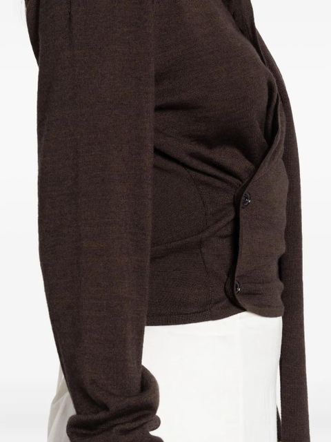 LEMAIRE tie-neck button-detail top - Brown