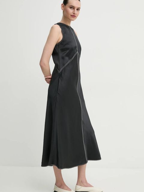 Day Birger et Mikkelsen sukienka z domieszką lnu Aurora kolor czarny maxi rozkloszowana DAY65243650