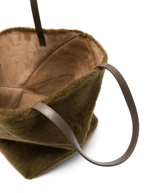 LOEWE medium Puzzle Fold shearling tote bag - Green